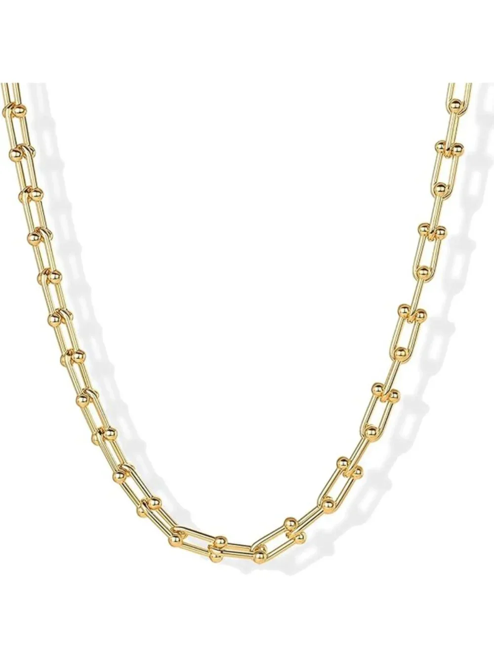18K Gold Plated Paperclip Necklace for Women | Chunky Link Chain Choker Jewelry